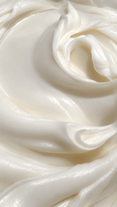 Texture cosmétique crème sculptée pour une campagne beauté de luxe, réalisée par une set designer Paris spécialisée dans la mise en valeur des matières.