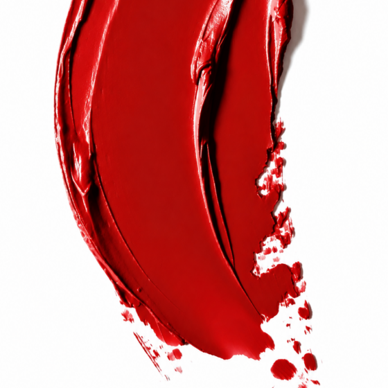Texture rouge à lèvre réalisée dans le carde d'une campagne de publicité pour une marque de luxe cosmétique